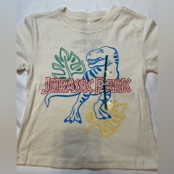 🐶🐶🐶NWOT Boys Jurassic Park size 4T off white t-shirt🐶🐶🐶 - Picture 2 of 4